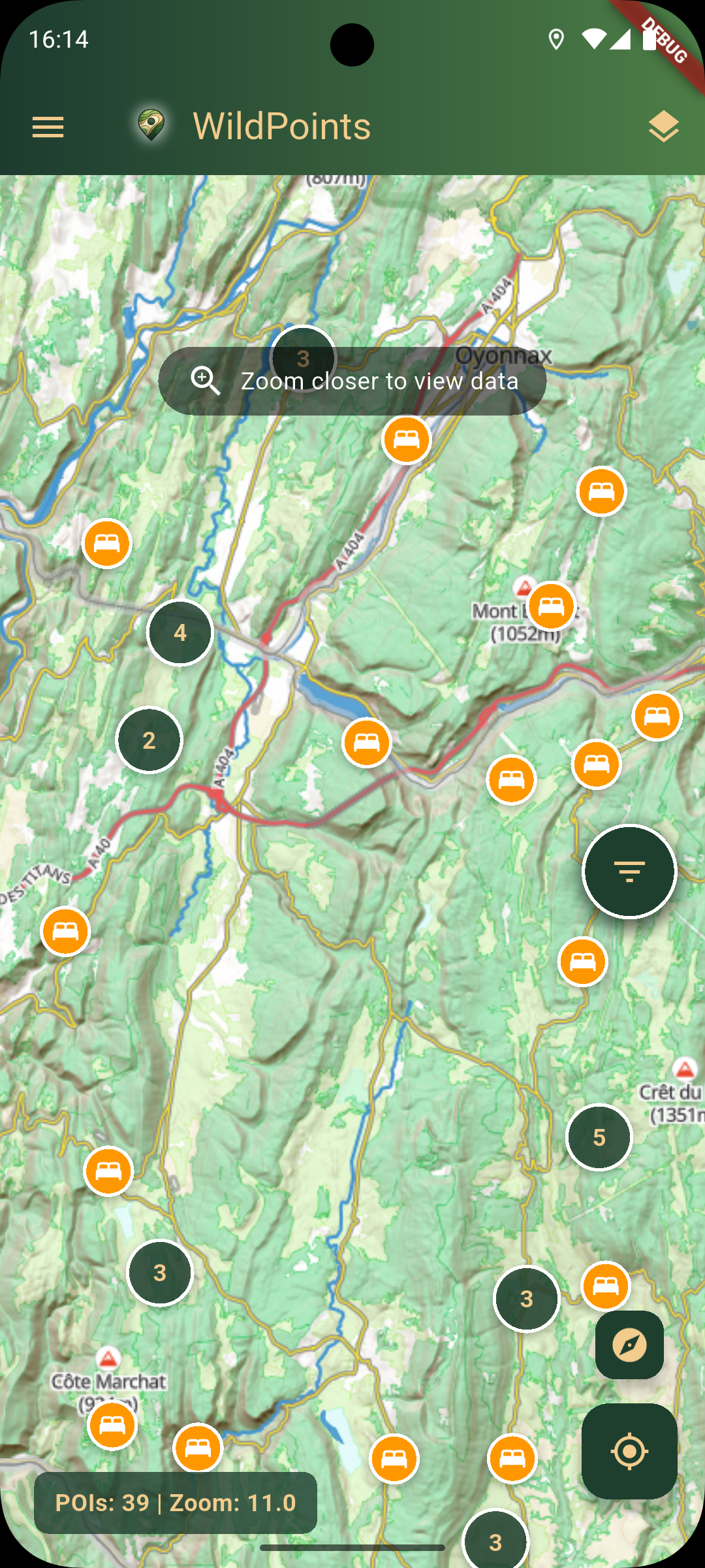 WildPoints interactive outdoor map with custom layers and markers