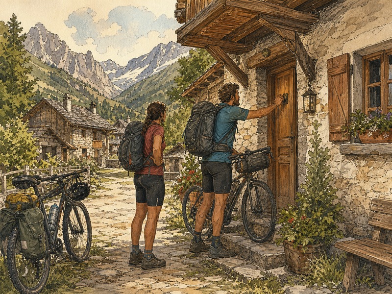 Small guest house with bicycles parked outside — finding a hotel, hostel, or B&B with WildPoints