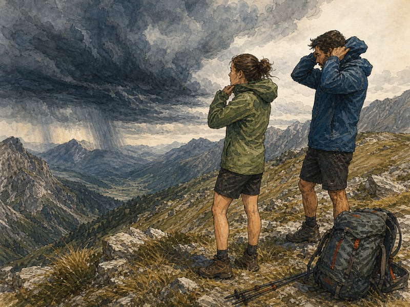 Dark thunderstorm clouds rolling over a mountain ridge — hazard layers in WildPoints